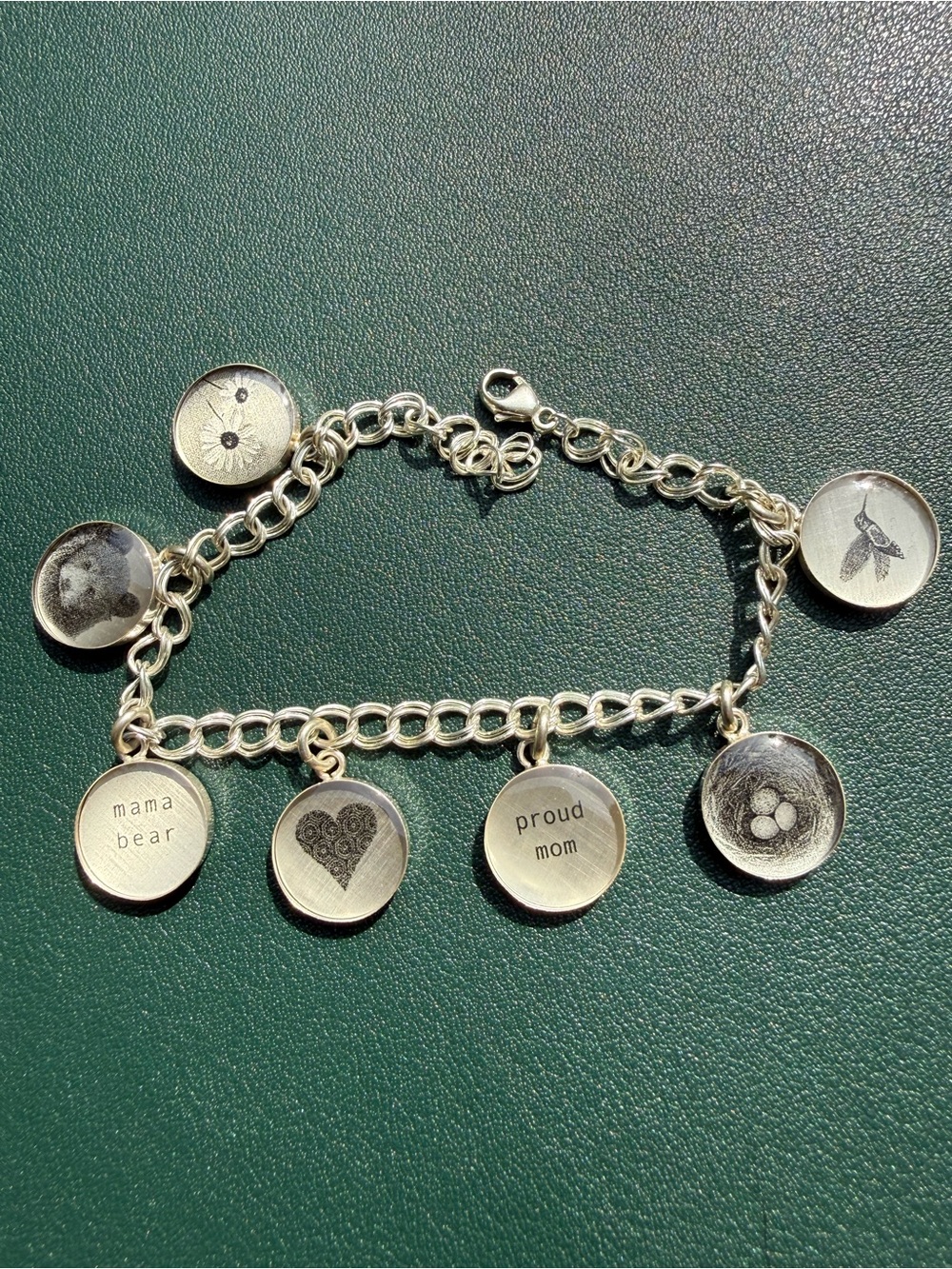 Mama Bear Proud Mom Charm Bracelet - Silver Tone